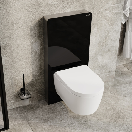 Пристенный модуль системы инсталляции для унитазов Wasserkraft Naab 86TLT.040.SE.BL черный (сенсорный смыв)